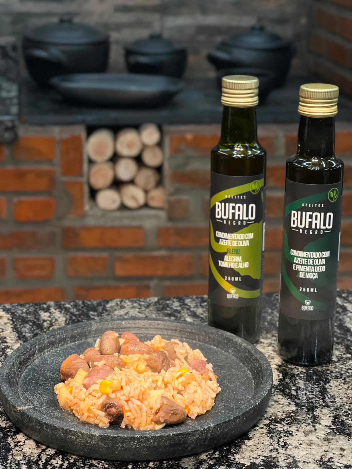 Arroz temperado com coraçãozinho no disco de arado